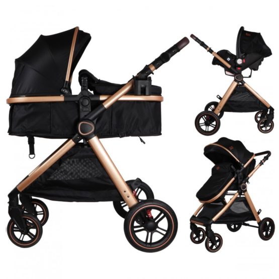 Poussette Ding Liam 3 en 1 – Noir/Rose Gold